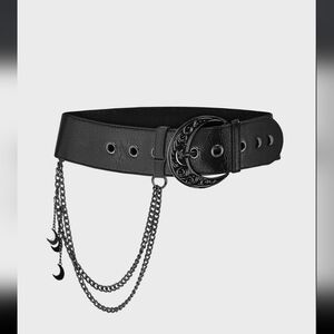 Killstar Black Belt with Crescent Chain Accent